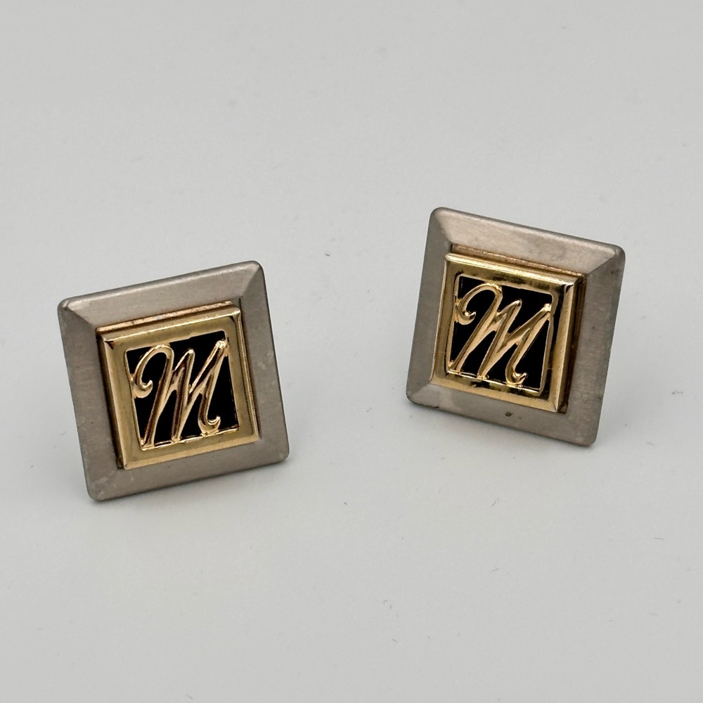 Vintage Script “M” Monogram Initial Letter Cuffli… - image 2